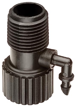 Picture of Rain Drip RISMAN1SM Rain Bird RISMAN1S Drip Irrigation Riser Adapter Drip and Sprinkler Watering, 1/2" Female Pipe Thread x 1/2" Male Pipe Thread x 1/4" Barbed End (EA)