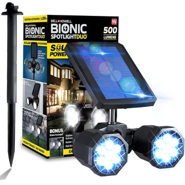 Picture of BELL+HOWELL(R) 7782 Bell+Howell Bionic Duo Spotlight: Solar Outdoor Lights with Motion Sensor, Adjustable Heads, Super Bright LEDs - Waterproof Landscape Lighting for Patio, Yard, Garden - No Batteries Needed! (EA)