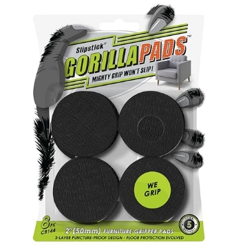 Picture of CBD CONSOLIDATED LLC CB144 Slipstick GorillaPads CB144 Non Slip Furniture Pads/Grippers (Set of 8) Furniture Feet Floor Protectors, 2 Inch Round, Black (EA)