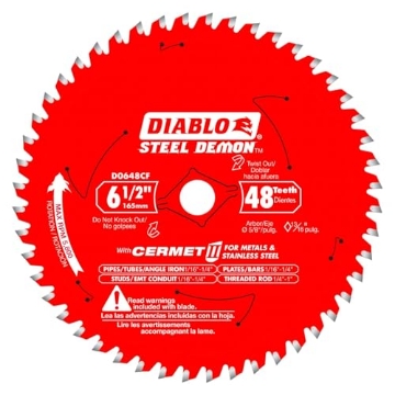 Picture of Diablo D0648CFX Diablo Steel Demon Cermet II Saw Blade for Metals and Stainless Steel - 6-1/2" Diameter, 48 TCG Teeth, 5/8" Arbor, .061" Kerf, 0� Hook Angle, 5800 Max RPM - D0648CFX (EA)