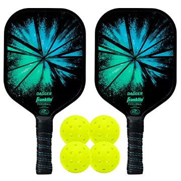 Picture of FRANKLIN 52755 Franklin Sports Pickleball Paddle and Ball Set - (2) Dagger Fiberglass Rackets + (4) X-40 Balls - USA Pickleball (USAPA) Approved - 2 Player Set (EA)