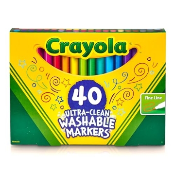 Picture of BINEYSMITH 587861 Crayola Ultra Clean Fine Line Washable Markers (40ct), Colored Markers for Kids, Fine Tip, Coloring Book Art Supplies, Gifts for Kids, Ages 3, 4, 5 (ST-40-EA)