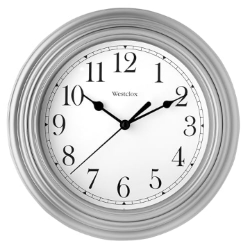 Picture of WESTCLOX(R) 46984A Westclox Quartz Movement Round Wall Clock, Contemporary Analog Design, Battery-Powered for Indoor Use (Silver, 9 Inch) (EA)