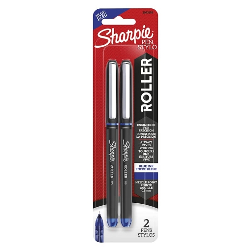Picture of Sharpie 2093198 Sanford Sharpie Rollerball Pen, Needle Point (0.5mm), Blue Ink, 2 Count (PK-6-EA)