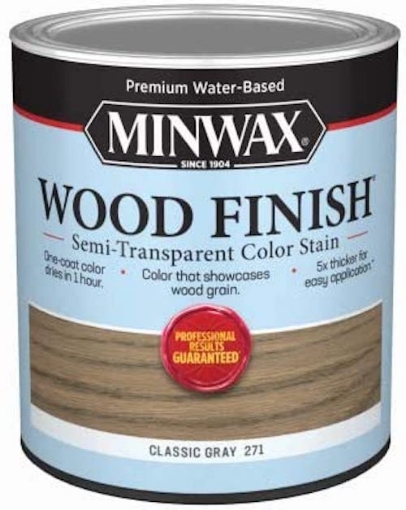 Picture of Minwax 108200000 108200000 Wood Finish Stain, Water-Based, Semi-Transparent, Classic Gray, 1-Qt. - Quantity 1 (EA)