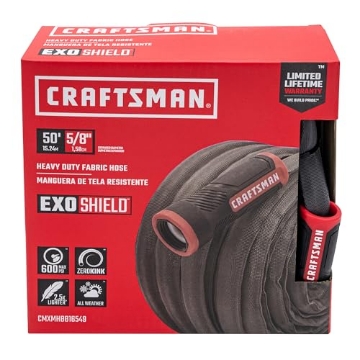 Picture of MICHEL SALES CO CMXMHBB16549 CRAFTSMAN ExoShield Heavy-Duty Fabric Hose - Industrial-Grade Lightweight Garden Hose, 50 Feet x 5/8 Inch (EA)