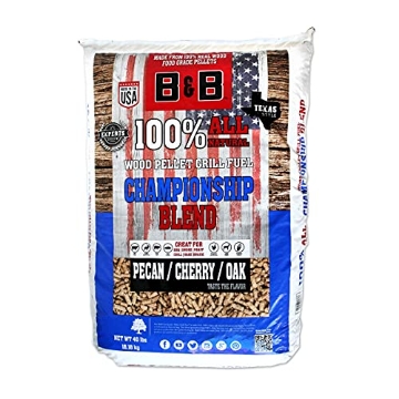 Picture of B&B CHARCOAL 00136 B&B Championship Blend All Natural Cherry, Oak and Pecan Hardwood Pellets 40 lb. - Case of: 1; (one Pack) (EA)