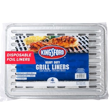 Picture of KINGSFORD CO BBP0491TB Kingsford Extra Tough Aluminum Grill Liners | Heavy Duty Grill Liners | Disposable Grilling Liners Prevent Food From Falling Through Grill Grates, 4 Count (EA)