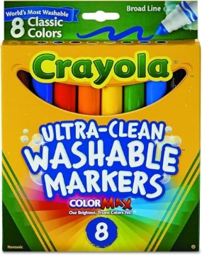 Picture of Crayola, LLC 587808 Crayola 8 Ct Broad Line Washable Markers, Assorted Colors, 656820 (ST-8-EA)