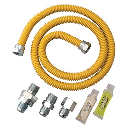 Picture of DORMONT 0222525 Dormont Safety-Shield with SmartSense 20C-3231V4KIT-TS-36B Coated Stainless Steel Standard Gas Appliance Connector 1/2 Inch Outer Diameter 3/8 Inch Inner Diameter, 1/2” FIP & 2 x 1/2" MIP, 36 Inches (EA)