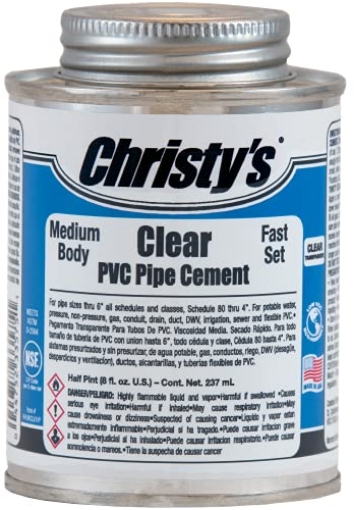 Picture of Christmas Time 505077 Christy's Clear PVC Cement - Medium Body, Fast Set, Low-VOC, 1/2 Pint (8 fl oz) (EA)
