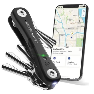 Picture of KEYSMART LLC KS411-BLK KeySmart Pro Key Finder Locator with Sound Tile Tracker Keychain Key Holder - Compatible with Android, Key Organizer, Compact Clutter-Free Key Chain, Tech Gifts for Men (Up to 10 Keys, Black) (EA)