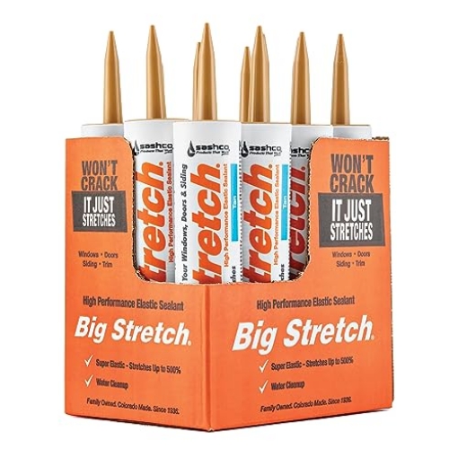 Picture of SASHCO INC (SEALANTS) 10014 Sashco - BIG-P-TA-12 Big Stretch Acrylic Latex High Performance Caulking Sealant, 10.5 Ounce Cartridge, Tan (Pack of 12) (PK-12-EA)