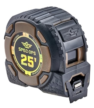 Picture of SPEC OPS SPEC-PTM25M Spec Ops Tools 25-Foot Elite Series Magnetic Tape Measure, 1 1/4" Double-Sided Blade, 12 Feet of Stand Out, Military-Grade Composite Case, 3% Donated to Veterans (EA)