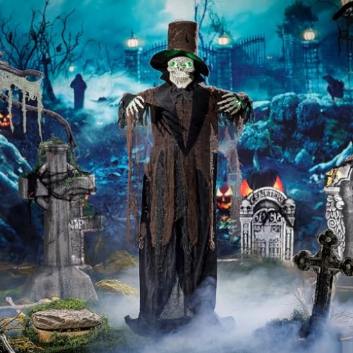 Picture of AT ATC00010 66" Light-Up Standing Black Skeleton Halloween Decoration (EA)