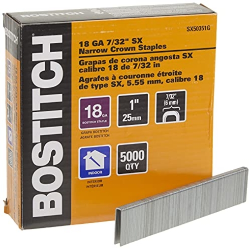Picture of STANBOSTIT SX50351G BOSTITCH Crown Staples, Narrow, 1 x 7/32-Inch, 18GA, 5000-Pack (SX50351G) (EA)