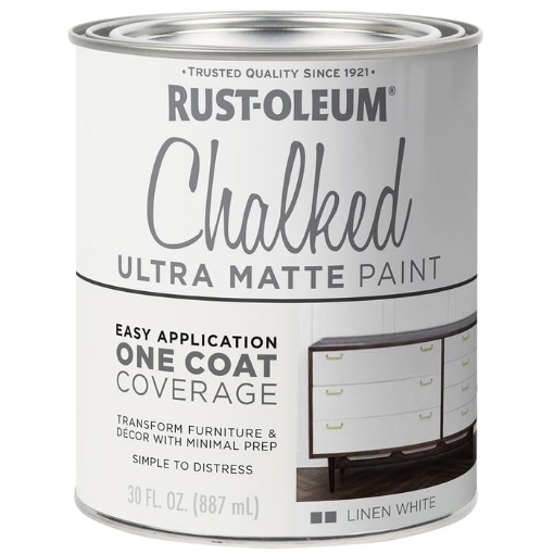 Picture of Rustoleum 285140 Rust-Oleum Linen White Chalked All-in-One Ultra Matte Paint | One Coat Coverage | No Primer, Sanding, Or Topcoat Needed | Easy Clean Up | Made in USA | 30 OZ | 2 Pack (PK-2-EA)