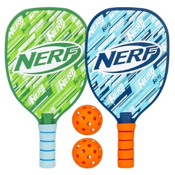 Picture of Nerf 82206 NERF 2 Player Pickleball Paddle Set - Youth Pickleball Equipment Set - (2) Wooden Paddles with Foam Grips + (2) Outdoor Balls for Kids - Carry Bag Included (EA)