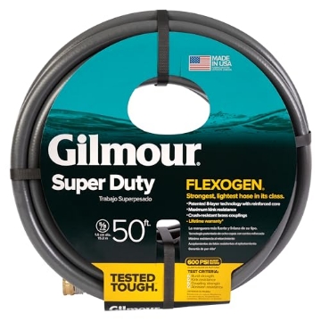 Picture of Gilmour 874501-1021 Gilmour Flexogen 5/8 in x 50 ft Garden Hose, Heavy Duty Water Hose, Flexible and Kink Resistant Outdoor Hose, Gray (EA)
