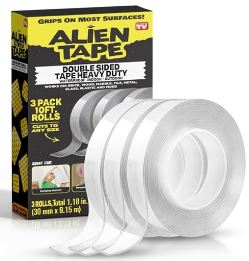 Picture of ALIEN TAPE 7087 ALIEN TAPE Double Sided Tape Heavy Duty, Nano Tape, Double Sided Mounting Tape, Heavy Duty Double Sided Tape for Walls, Wall Tape, Clear Adhesive Tape for Poster Photo Wall Décor As Seen on TV 30 Feet (EA)