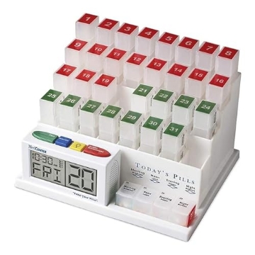Picture of MEDCENTER  Medcenter Monthly Pill Organizer System 4 Times a Day, 31 Day Pill Organizer Box with Talking Alarm Reminding System, Monthly Pill Box for Daily Medication, Gift for Mom, Dad, Elderly (EA)
