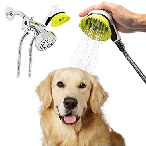 Picture of WONDURDOG LLC WD001 Wondurdog Indoor and Outdoor Dog Wash Kit for Shower and Garden Hose with Splash Shield and Rubber Scrubbing Attachment. Fast and Easy Dog Bathing and Cleaning. Pet Grooming for Long and Short Hair (EA)