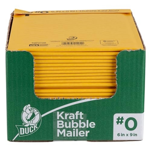 Picture of Duck Tape 288123 Duck Brand #0 Kraft Bubble Mailer, Manila, 6 inch x 9 inch, 25 Pack (PK-25-EA)
