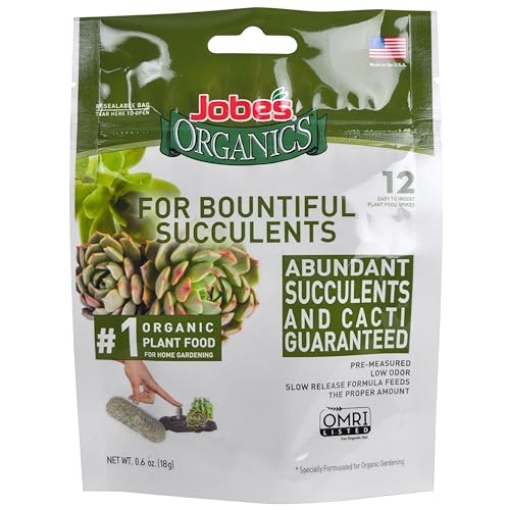 Picture of Jobes 6703 Jobe's Organics Succulent Fertilizer Spikes, Easy Plant Care for Succulent, Cactus, and Aloe Vera Plants, 12 Count (EA)
