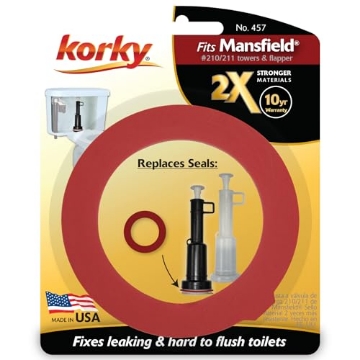 Picture of Korky 457BP Korky 457 2X Long Life Seal Fits Mansfield 210 and 211 Fixes Leaking Tower Style Valves and Hard-to-Flush Toilets-Easy to Install-Made in USA, Red (EA)