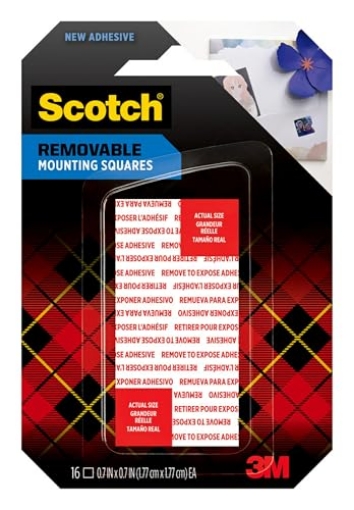Picture of MMM MMM108AMSSQ16 Scotch Removable Double-Sided Mounting Squares, 16 Pre-Cut Foam Squares, 0.7 in. x 0.7 in., Removes Easily Without Leaving Any Residue, Photo-Safe, Mess-Free Application (108AMS-SQ-16) (EA)
