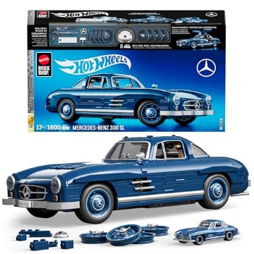 Picture of Hot Wheels HWW25 Mattel Brick Shop Hot Wheels Premium Series Building Set, Mercedes-Benz 300 SL with 1600 Pieces, Realistic Details and Metal Parts, Adult Collectors (EA)