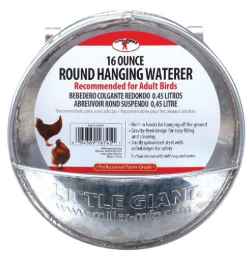 Picture of LITTLE GIANT LADDER SYSTEMS LLC 167451 Little Giant® Hangable Poultry Waterer| Galvanized Round Hanging Poultry Waterer | Hanging Chicken Waterer | Chicken Canteen (EA)