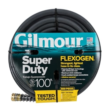 Picture of Gilmour 874001-1021 Gilmour Flexogen 5/8 in x 100 ft Garden Hose, Heavy Duty Water Hose, Flexible and Kink Resistant Outdoor Hose, Black (PK-2-EA)