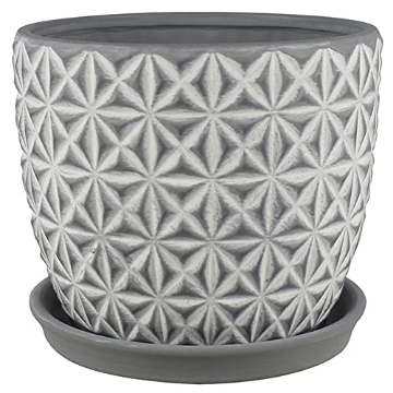Picture of TRENDSPOT INC CR01178S-08H2 TRENDSPOT 7008866 8 in. Dia. Tribeca Ceramic Planter44; Charcoal - Pack of 22 (PK-2-EA)