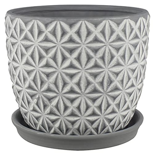 Picture of TRENDSPOT INC CR01178S-08H2 TRENDSPOT 7008866 8 in. Dia. Tribeca Ceramic Planter44; Charcoal - Pack of 22 (PK-2-EA)