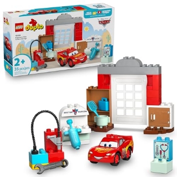 Picture of Lego 10456 LEGO DUPLO Disney and Pixar Cars McQueen’s Visit to Doc’s Garage - Lightning McQueen Cars Toy for Preschool Boys and Girls 2+ - Pretend Play and Sensory Toddler Toy - Gift Idea for Birthdays - 10456 (EA)