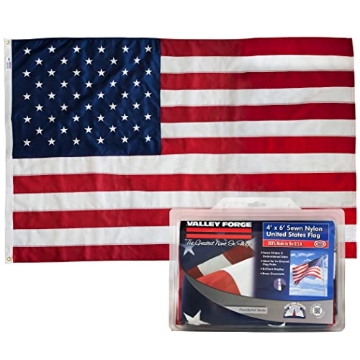 Picture of VALLEY FORGE FLAG COMPANY LLC US5PN American Flag - 100% Made in the USA - 5' x 8' ft – Perma-Nyl Sewn Nylon with Grommets - Sturdy, Durable, and Patriotic - Great For Gardens, Homes, Patios and Cars - By Valley Forge Flag (EA)