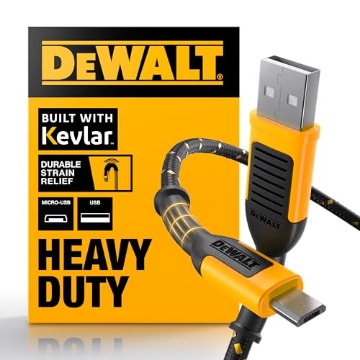 Picture of DEWALT(R) 131 1323 DW2 DEWALT Heavy Duty USB to Micro-USB Cable, Jobsite Micro USB Connector Cable, High Speed Charging Cord for Compatible Android Phones, Cameras, Legacy Devices, 10 ft (Black) (EA)