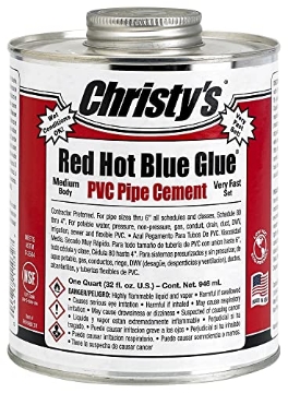 Picture of Christmas Time 505201 Christy's Red Hot Blue Glue PVC Cement - Medium Body, Very Fast Set, Low-VOC, 1 Quart (32 fl oz) (EA)