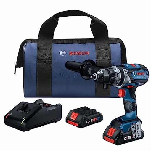 Picture of BOSCH SECURITY SYSTEMS, INC GSB18V-975CB25 BOSCH GSB18V-975CB25 18V Brushless Connected-Ready 1/2 In. Hammer Drill/Driver Kit with (2) CORE18V® 4 Ah Advanced Power Batteries (EA)