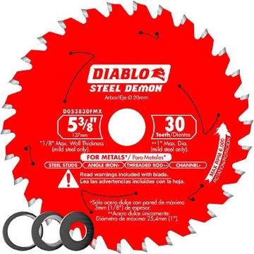 Picture of Diablo D053830FMX Diablo Steel Demon Carbide Saw Blade for Medium Metal - 5-3/8" x 30-Teeth, 20mm Arbor, .059" Kerf, 2° Hook Angle, .039" Plate, 6000 Max RPM - D053830FMX (EA)