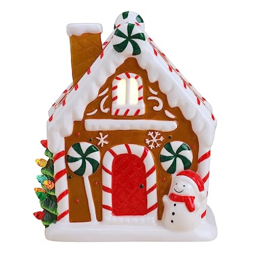 Picture of MR CHRISTMAS INC 10903AC Mr. Christmas Nostalgic Snowman-Brown Gingerbread House (PK-4-EA)