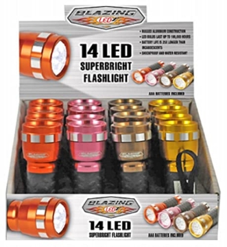 Picture of BLAZING LEDZ 302502 GROVE Blazing LEDZ 14 LED 85 lumens Assorted LED Flashlight AAA Battery (PK-16-EA)