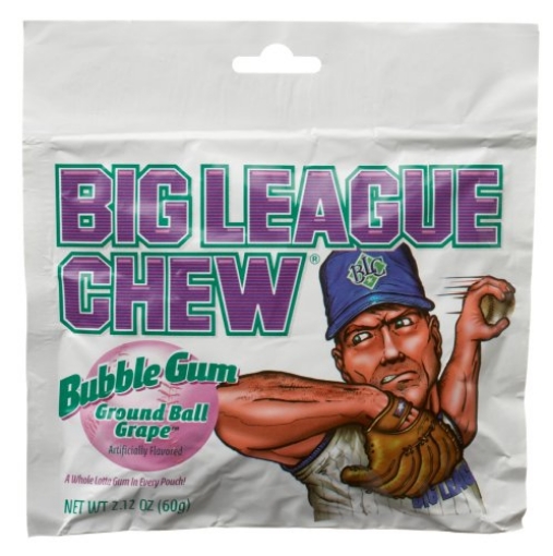 Picture of FORD GUM & MACHINE CO INC 66001 Big League Chew, Ground Ball Grape Bubble Gum, 2.12-Ounce Pouches (Pack of 12)12 (PK-12-EA)