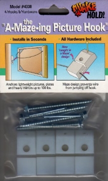 Picture of Quake Hold 4338 Ready America 4338 Anti-Fall Heavy Duty Picture Hook, 4Piece, 100 Lb. Load Capacity, 1 Pack (EA)
