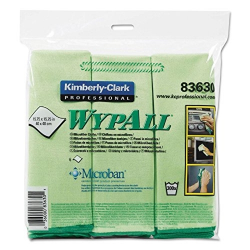 Picture of KIMBERLYCL 83630 Kimberly-Clark Cloths w/Microban, Microfiber 15 3/4 x 15 3/4, Green, 6/Pack 83630 (PK-6-EA)