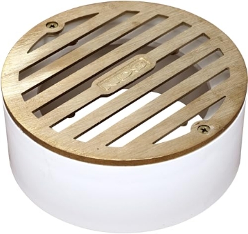 Picture of Nds 910B NDS 910B, 4 In. Round Grate Drain Cover, with PVC Collar, Connects to 3 Inch Drain Pipe & 4 Inch Drain Fittings, for Small Lawns, Landscaping and Patios, Satin Brass (EA)