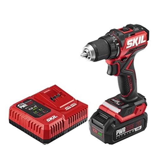Picture of Skil DL6293B-10 Skil PWR CORE 20 Brushless 20V 1/2" Compact Variable-Speed Drill Driver Kit with 1/2'' Single-Sleeve, Keyless Ratcheting Chuck & LED Worklight Including 2.0Ah Battery and PWR Jump Charger-DL6293B-10 (EA)