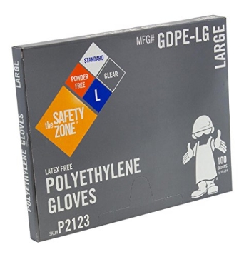Picture of SZN SZNGDPELG Safety Zone GDPE-LG High Density Clear Polyethylene PE Disposable Gloves, Large (Box of 100) (BX-10-PK)