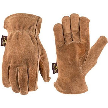 Picture of WELLS LAMONT 1012XL Wells Lamont Leather Work Gloves for Men, Durable Suede Split Cowhide with Angled Thumb and Elastic Wrist, Heavy-Duty Protection for Construction and Farming (EA)